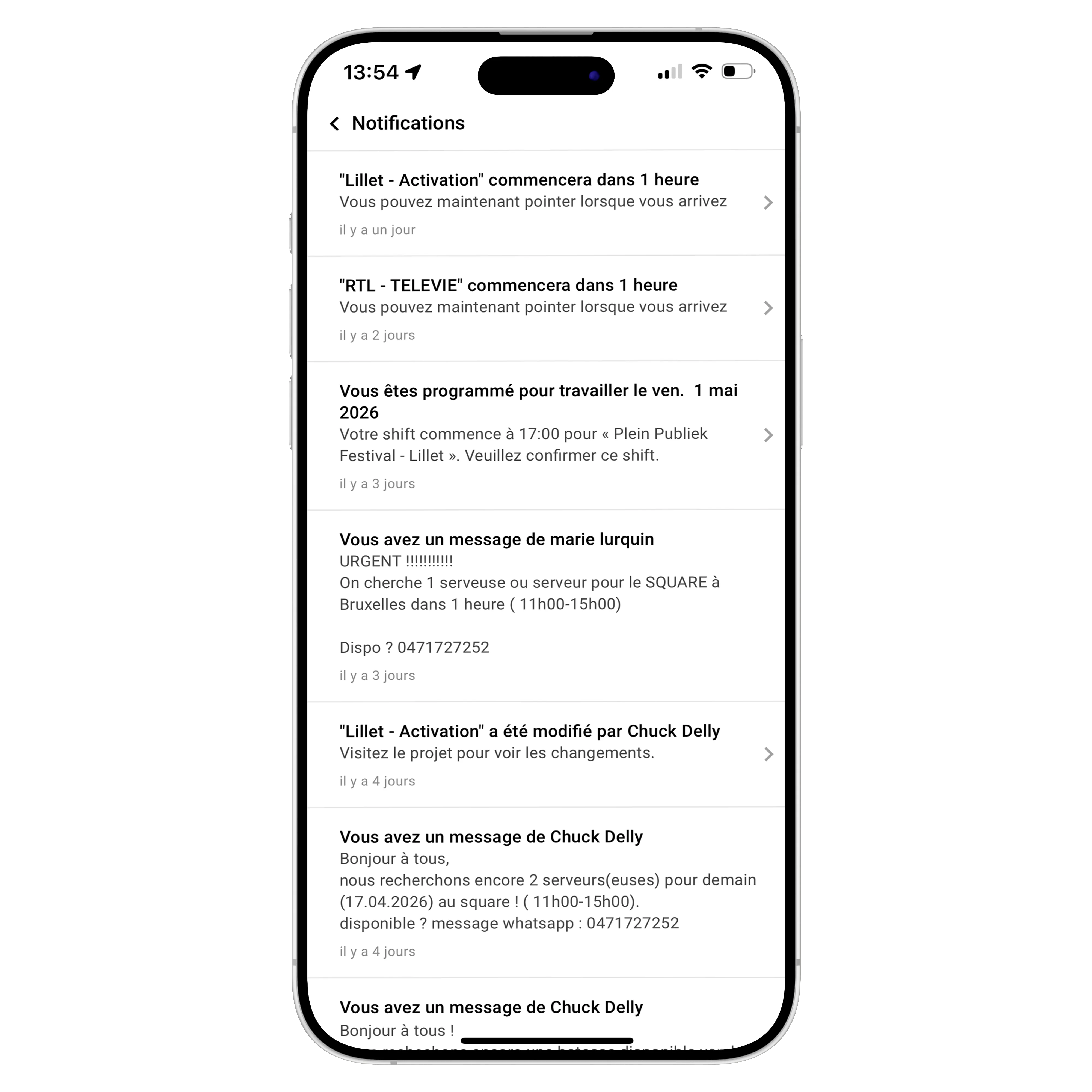 Pop Up Agency app notifications with live mission updates